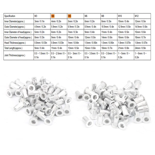 100Pcs M3 Pull Riveting Nuts Aluminum Flat Head Vertical Accessories WJ‑30045