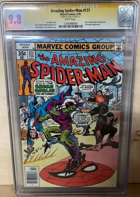 Amazing Spider-Man #177 CGC 9.8 Signed By Stan Lee White Pages