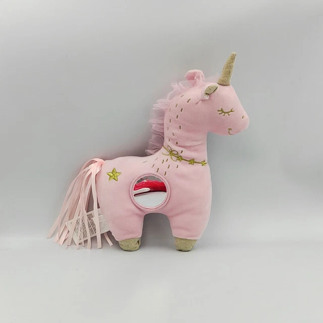 Doudou licorne rose hochet miroir MOTS D'ENFANTS - 29896