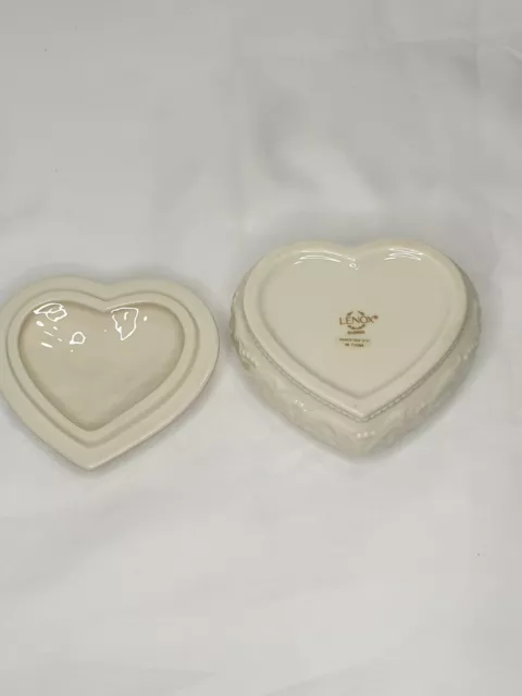 Lenox Heart Shaped Trinket Box with Embossed Roses 3