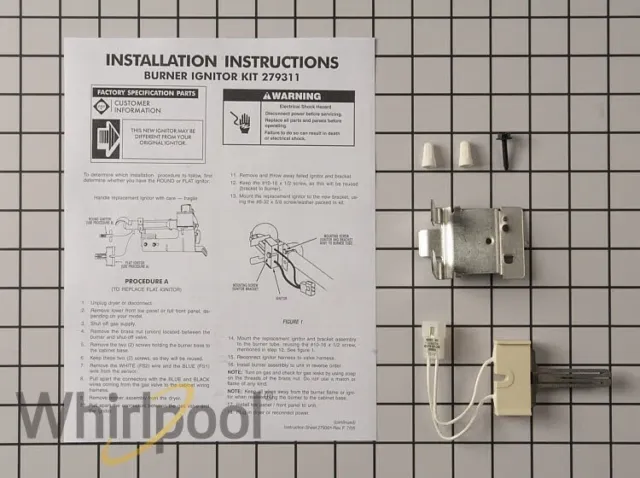 New Genuine OEM Whirlpool Dryer Burner Igniter 279311 279834 338906 AP3094138