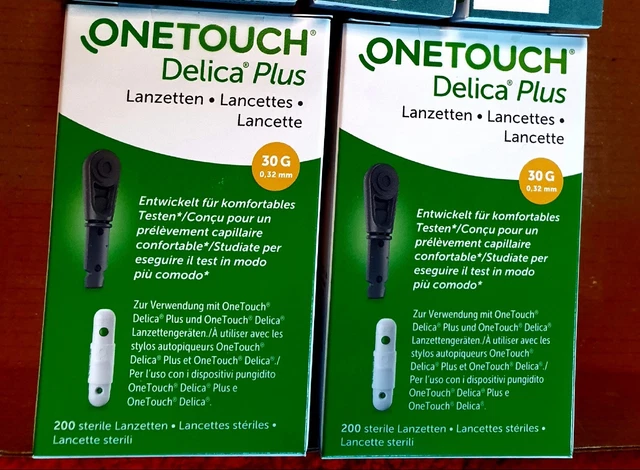 2 X 200 Sterile Lanzetten Neu Ovp Onetouch Delica Plus 