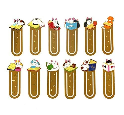 Starte 12Pcs Funny Cute Cat Theme Metal Bookmark for Cat Lovers Book Marker L...