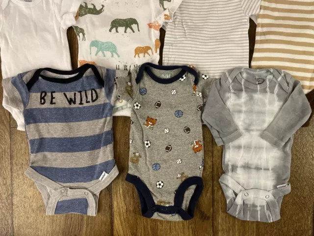 Baby Boy Bodysuits Lot Newborn 1 Piece Shirt Outfits Animal Solid Stripes Tees 2