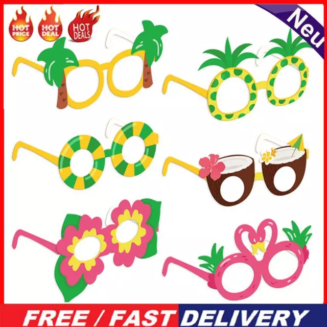 6pcs Hawaii Summer Party Paper Glasses Kid Birthday Party Funny Photo Prop Decor