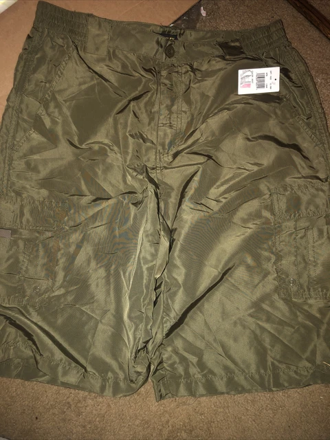 Stanley Men NYLON PERFORMANCE Cargo Work Shorts Flat Front Army Green Large NWT