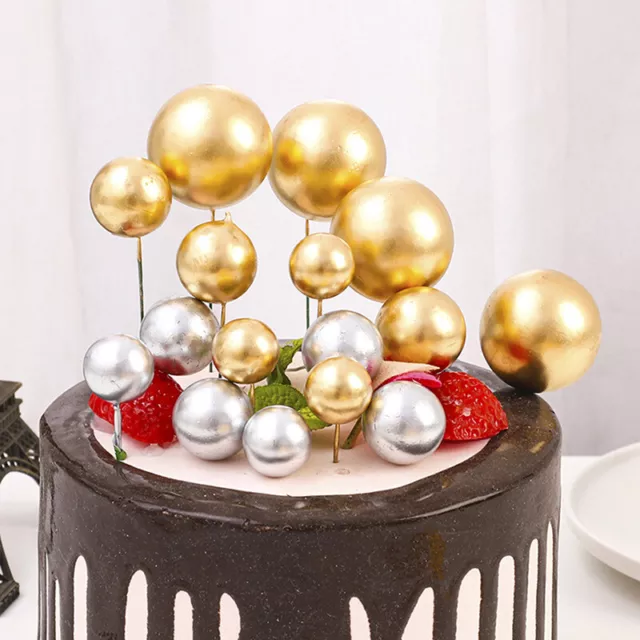 20 piezas bola dorada pastel Topper fiesta de cumpleaños Cupcake Topper