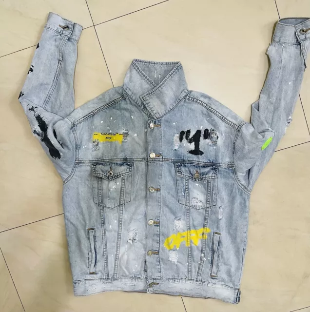 Off White Denim Jeans Jacket Size Large