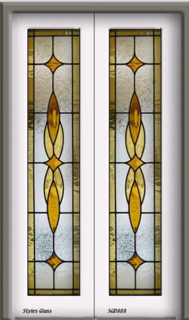 Beautiful  Set 24" x 80" ( 2)   Stained Glass Interior designer Doors W0W