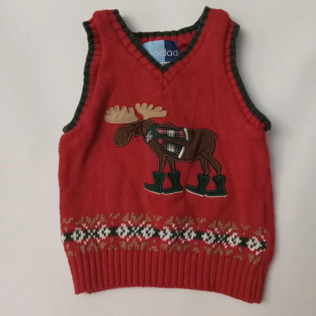 Goodlad 18 Mo Red Boy Sweater Vest Christmas Reindeer