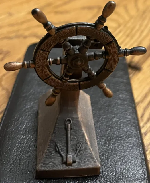 Bronze Metal Ships Helm Ship Wheel Miniature Die Cast Pencil Sharpener Hong Kong