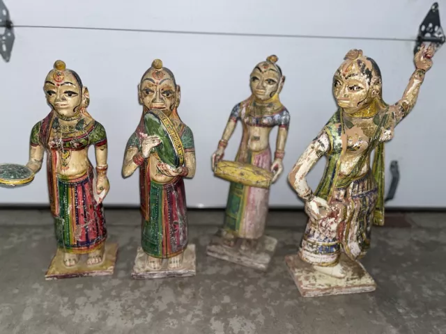 Set Of 4 Vintage Balinese wood sculpture Dancers