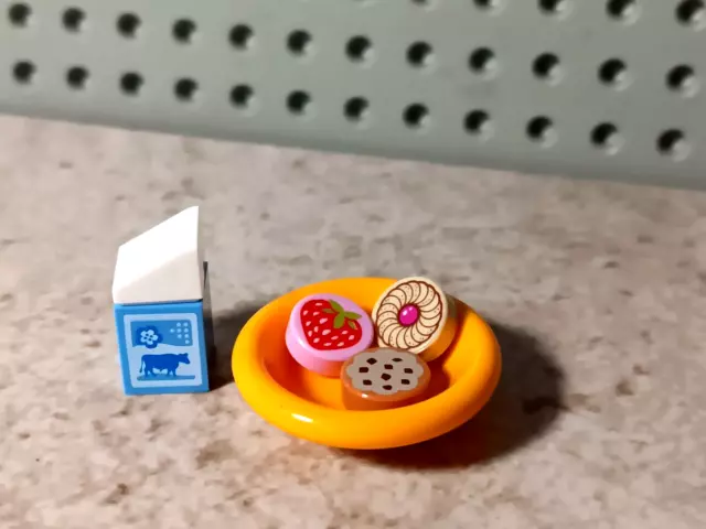 LEGO Milk Cookies Pastries Sweets Plate FRUIT FOOD Party Favor Afterschool Snack