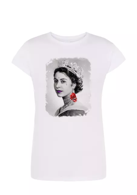 T-Shirt Regina Elisabetta tatuaggio fashion Donna 100% Cotone Taglia S>XXL