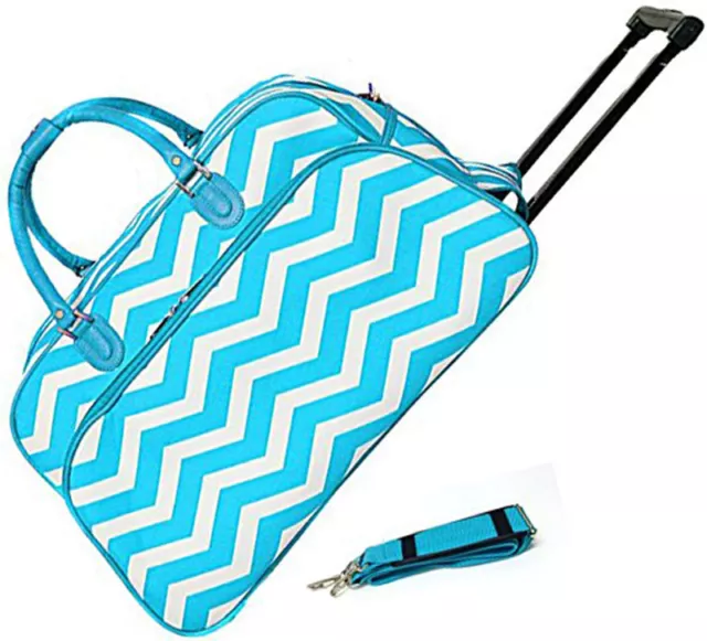 Women's Chevron Print 21" Rolling Duffel Bag Suitcase Garment Carry-on Duffle