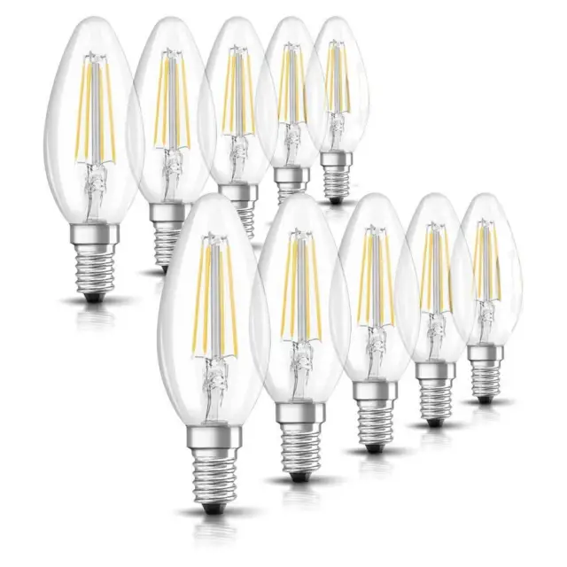 10 x Bellalux LED Filament Lampen Kerzen 4W =40W E14 klar 470lm warmweiß UVP 29€