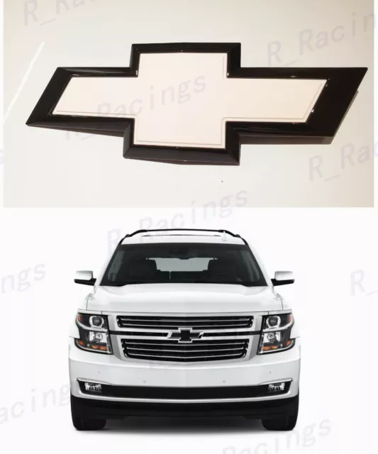 2015-2020 Chevrolet Tahoe Suburban Gloss Black White Bowtie Emblems Front only