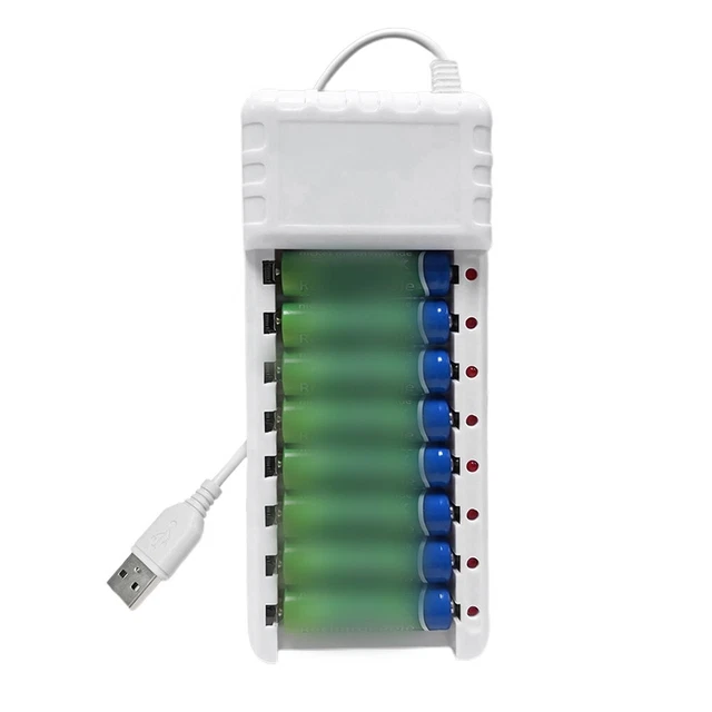 Chargeur Rapide AA 8 Emplacements Huachuang – Type C – Pour Piles Ni-MH, Ni-CD Et Lithium 1,5V – Affichage LED – Sac Magnétique