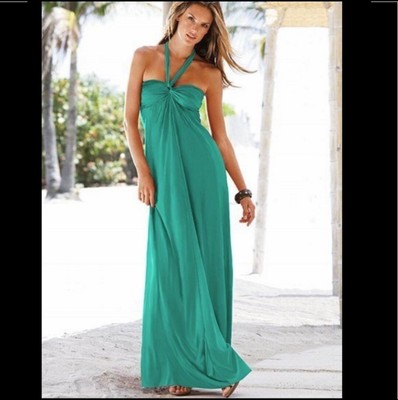 Victoria's Secret Turquoise Blue Bra Tops Halter Maxi Dress Size Small