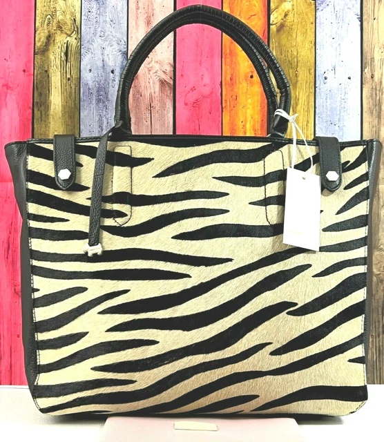 Radley Witley Kunstzebra große schwarze Leder-Greiftasche oder Arbeitstasche neu UVP 239