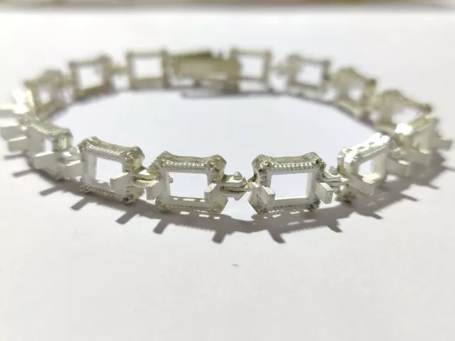 Plata Semi Montaje 6x8MM Octágono Pulsera Semi Soporte Montura Alto Pulido