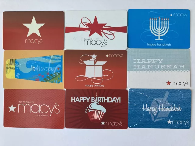 9 Macy`s Department Store Hanukkah Star Empty Gift Card Collectible Lot New