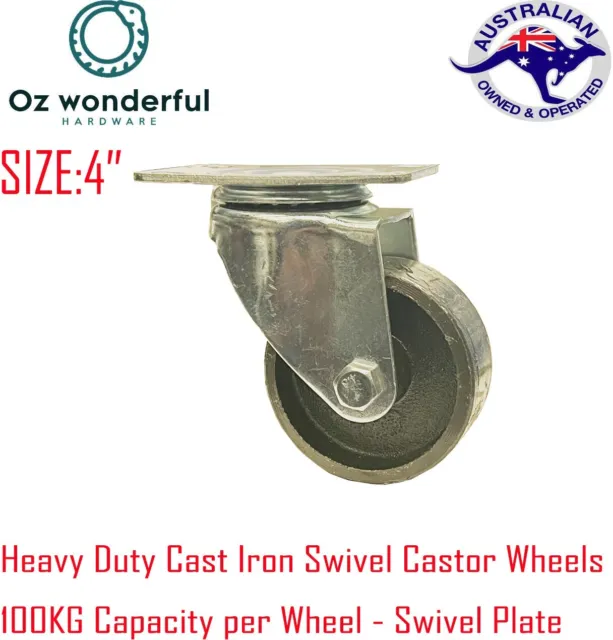 4" Heavy Duty Steel Metal Castor Wheel Steel Caster Wheel 90KG SWIVEL