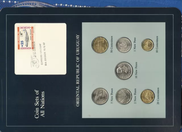 Coin Sets of All Nations Uruguay w/card 1980-1981 UNC Vicker 1,5 New Peso 1980