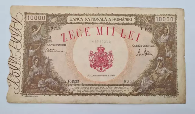 Romania 10000 Lei 1945 Banknote