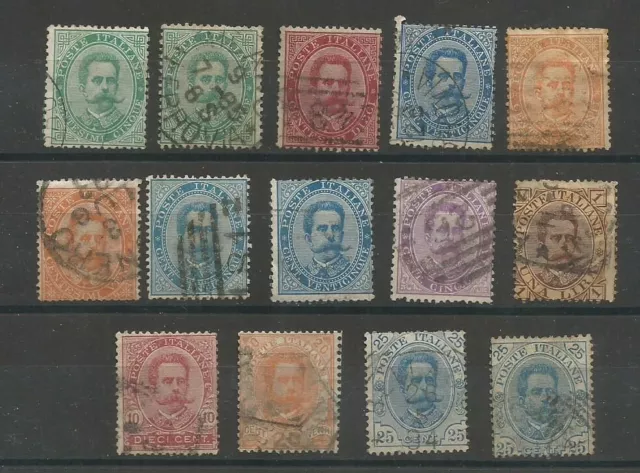 ITALIE - série de 14 timbres oblitérés "Roi Umberto I" de 1879 à 1893