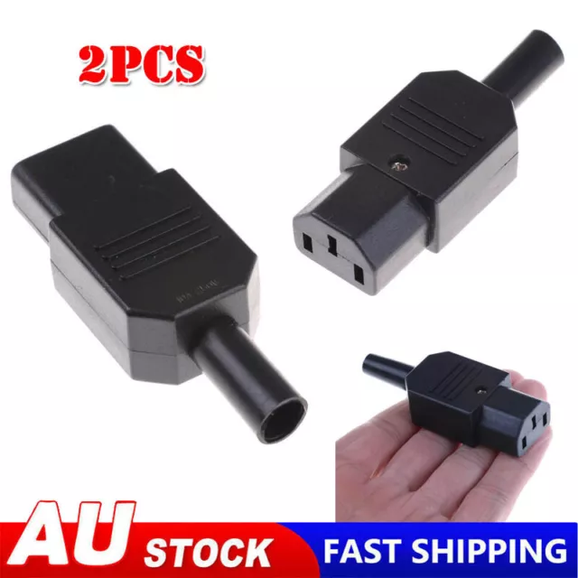 2PCS IEC 320 C13 Female Plug Adapter 3pin Socket Power Cord Rewirable Connector