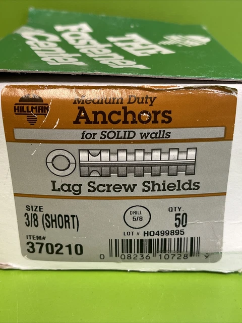 Hillman 3/8” Short Lag Shield 49pcs 370210 3/8” Drill 5/8 Solid Walls