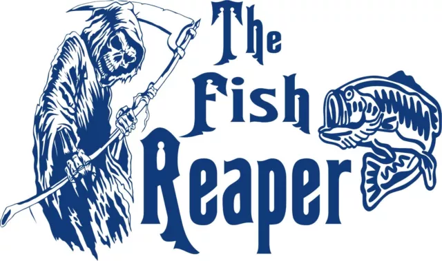 Fishing Fish Grim Reaper Skull Custom Text Car Truck Window Vinyl Decal  Sticker