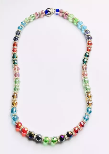 Stunning Multicoloured Italian Crystal Glass Necklace With A Twinkle.-)