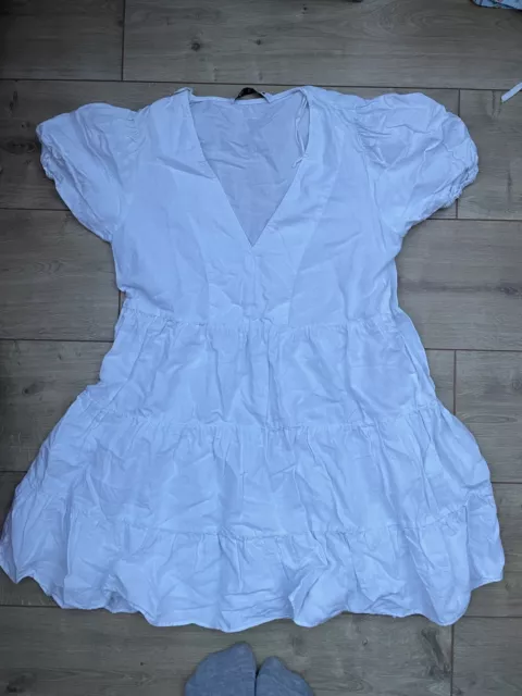 Zara Ruffle White  Summer Dress Size S