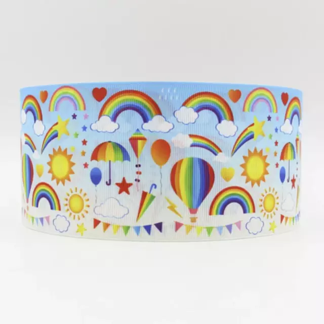 5m 75mm Grosgrain Ribbon Rainbow Fashion Extra Wide Ribbon Decorations Hair Tie