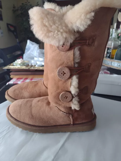 UGG Bailey Boots Womens 8 Brown Tall Sheepskin Shearling Insulated Lined Winter