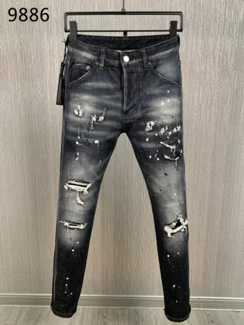 Dsquared2 new D2 jeans men's patch splash-ink creative personality style pants