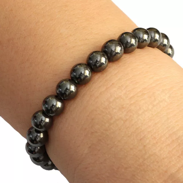 Black Magnetic Round Bead Hematite Bracelet Pain Relief Therapy Arthritis