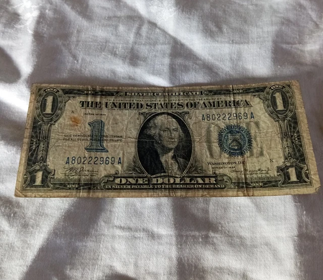 1934 $1 Silver Certificate "Funny Back" Blue Seal  US Paper Money