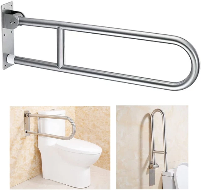 Handicap Grab Bars, Flip up Bathroom Toilet Grab Bar, Wall Mount Handrails, 31.4