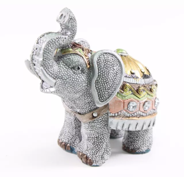 Feng Shui 4.5" Gray Elephant Trunk Statue Lucky Figurine Gift Home Decor 3