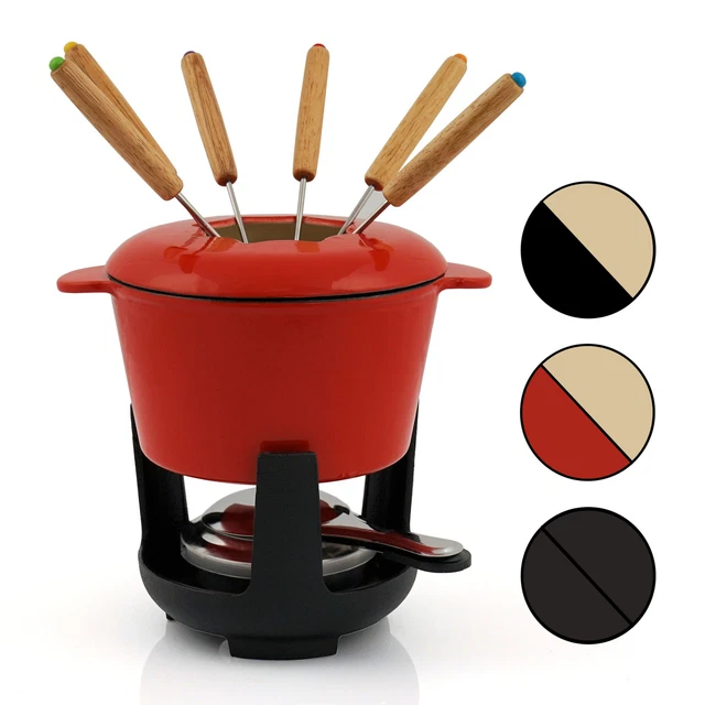 BBQ-Toro 13-teiliges Gusseisen Fondue Set für 6 Personen | 1 L | Fondueset