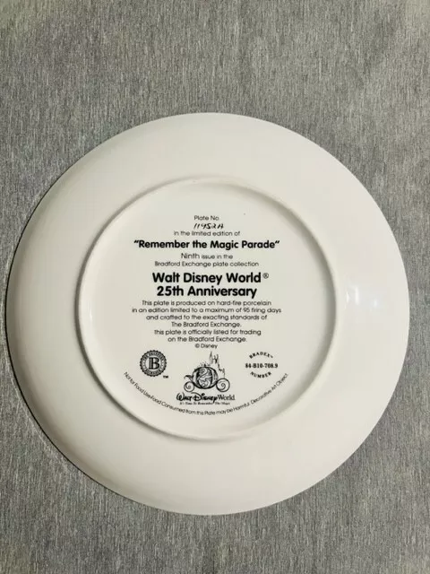 Walt Disney World 25th Anniversary "Remember The Magic Parade" Plate 2