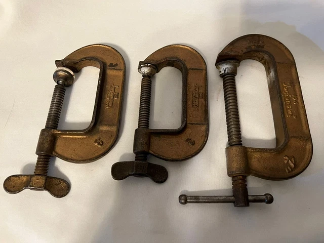 Lot of 3 Jorgensen Vintage  C-Clamps 103, 104 No. 3 & No 4  3" & 4"