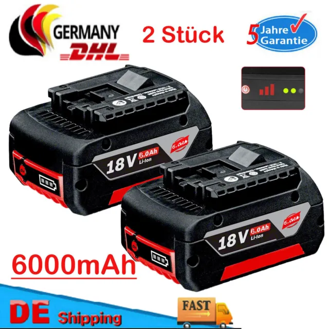 2x 18V 6,0Ah Akku für Bosch 18V Professional GBA GSR GSB BAT618 BAT609 BAT620