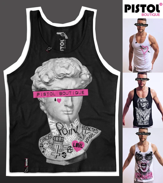 Maglione Felpa Uomo Pistol Boutique Bianco, Tema Tatuaggio E Arte Con Statua Di David - Foto 3