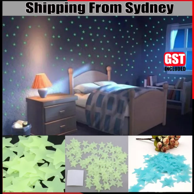 100-200Pcs Home Wall Glow In The Dark Stars Stickers Baby KIDS Decal Luminous AU