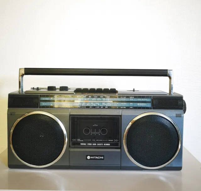 Vintage Boombox HITACHI TRK-6830E Portable Stereo Radio Cassette Recorder