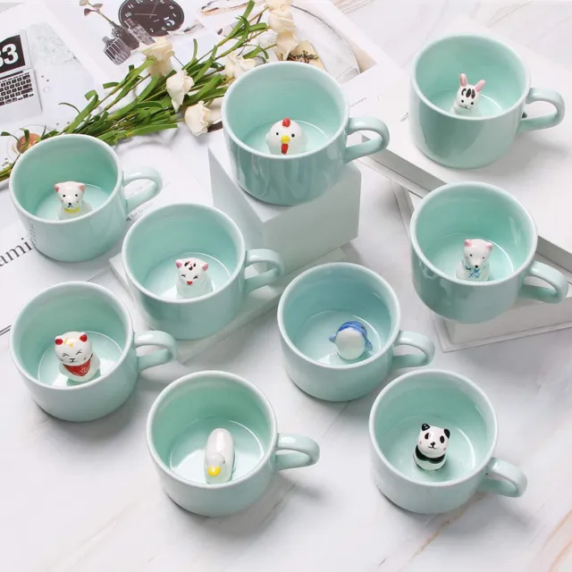 3D Kaffee Becher Niedlich Tier Innen Keramik Hand Gemalt Tasse Teetasse für
